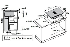 kích thước bếp từ kết hợp hút mùi Hafele HC-IHH77A