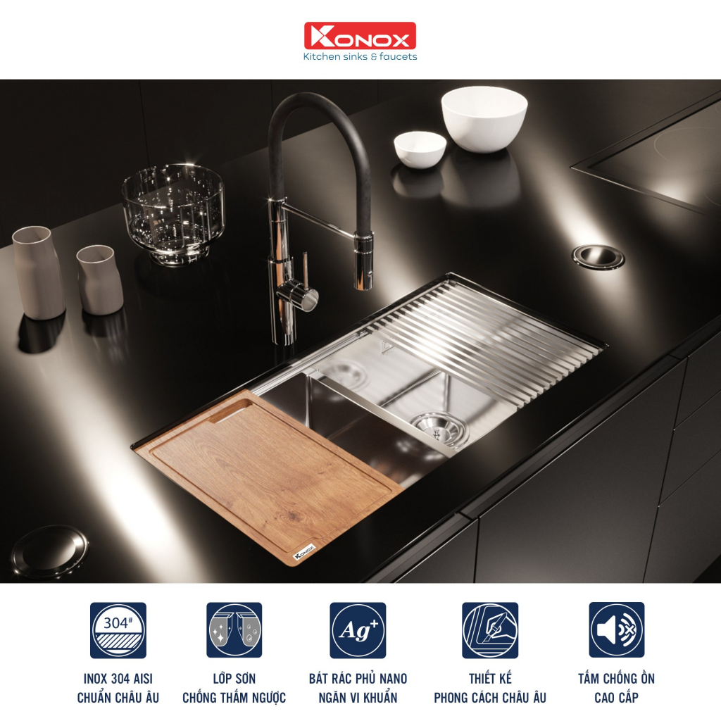 anh-2-chau-inox-konox-kn8745dub ảnh 2 chậu inox konox kn8745dub