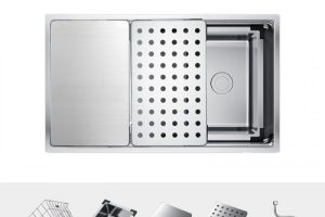 phụ kiện chậu rửa bát inox 1 hố chống xước workstation sink dekor