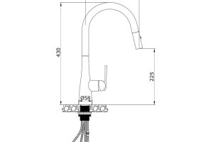 Vòi rửa bát dây rút Curva Black bản vẽ 1