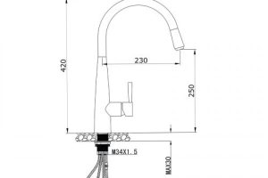 Vòi rửa bát dây rút KN1901B bản vẽ