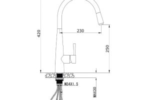 vòi rửa bát dây rút KN1901N bản vẽ