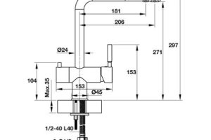 bản vẽ vòi rửa bát Hafele HT19-CH2P271