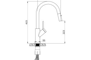 Vòi rửa bát dây rút Ponte bản vẽ